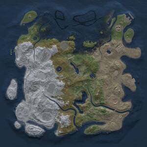 Thumbnail Rust Map: Procedural Map, Size: 4100, Seed: 139754521, 15 Monuments