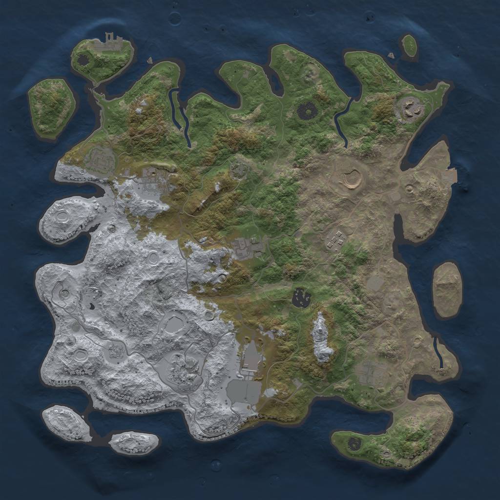 Rust Map: Procedural Map, Size: 3850, Seed: 243312, 17 Monuments