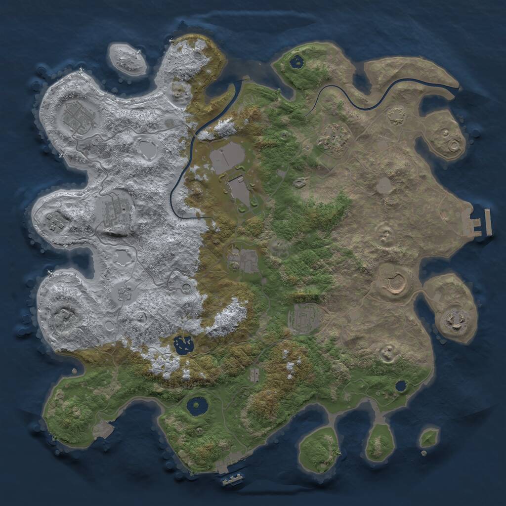 Rust Map: Procedural Map, Size: 3800, Seed: 5345425, 16 Monuments