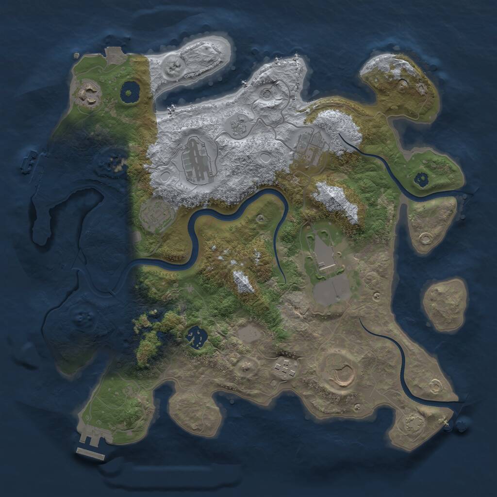 Rust Map: Procedural Map, Size: 3500, Seed: 905848241, 14 Monuments