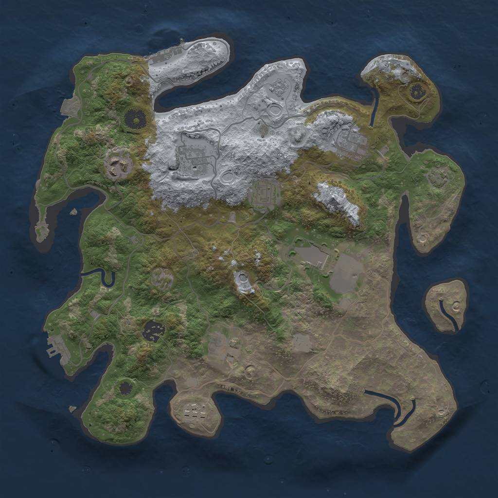 Rust Map: Procedural Map, Size: 3500, Seed: 905848241, 16 Monuments
