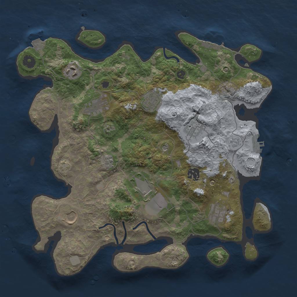 Rust Map: Procedural Map, Size: 3500, Seed: 1274701733, 17 Monuments