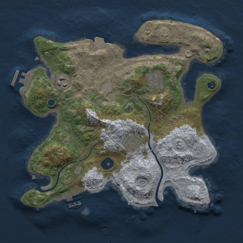 Rust Map: Procedural Map, Size: 3000, Seed: 1174117235, 9 Monuments