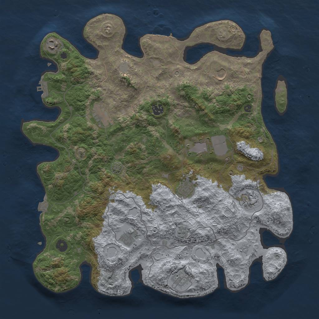 Rust Map: Procedural Map, Size: 4100, Seed: 64747, 18 Monuments