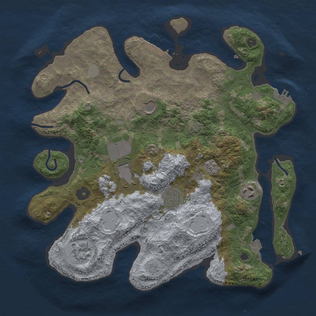 Rust Map: Procedural Map, Size: 3500, Seed: 945375024, 14 Monuments