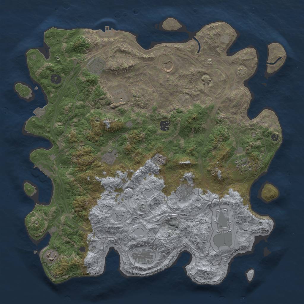 Rust Map: Procedural Map, Size: 4250, Seed: 648004793, 19 Monuments