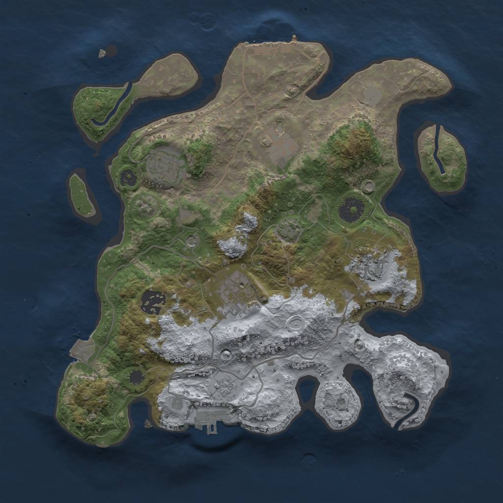 Rust Map: Procedural Map, Size: 3000, Seed: 1217598289, 13 Monuments