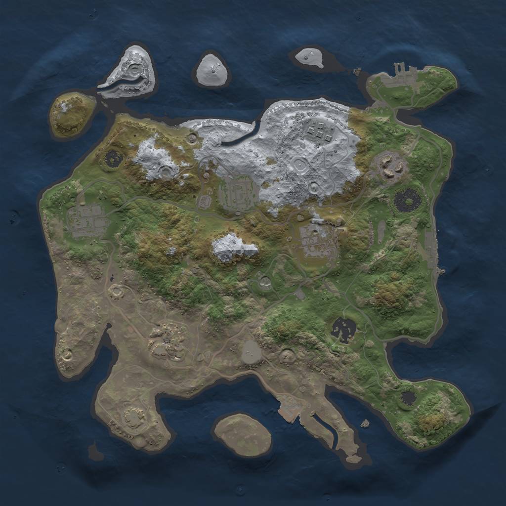 Rust Map: Procedural Map, Size: 3000, Seed: 2680, 14 Monuments