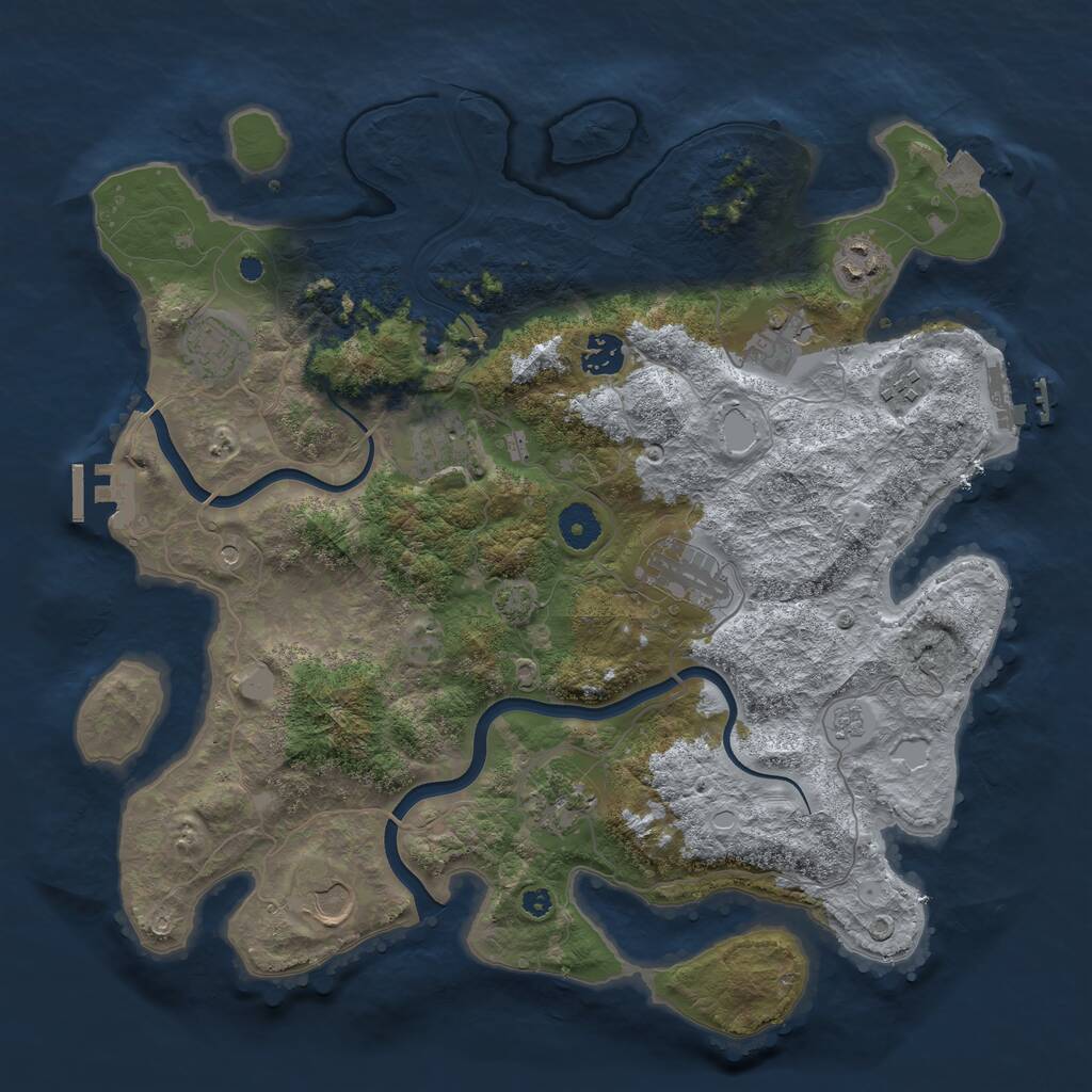 Rust Map: Procedural Map, Size: 3800, Seed: 2060366639, 15 Monuments