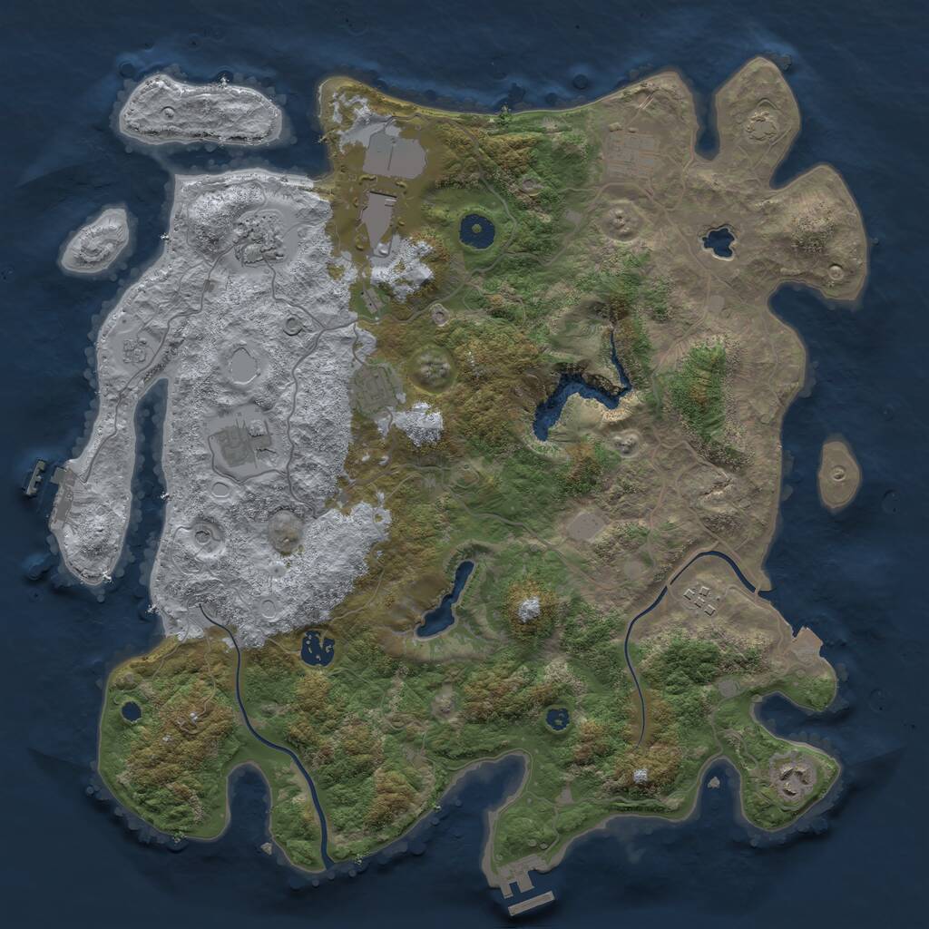 Rust Map: Procedural Map, Size: 4000, Seed: 498765321, 14 Monuments