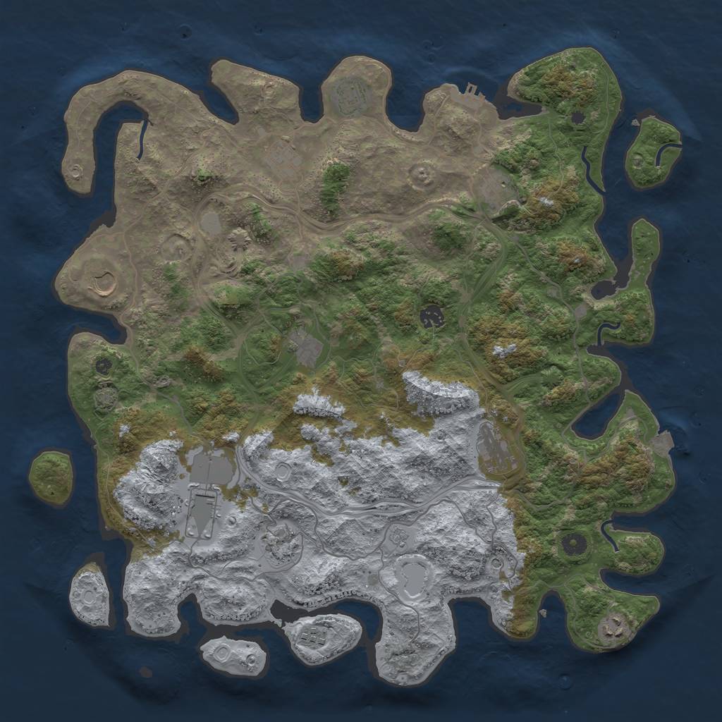 Rust Map: Procedural Map, Size: 4500, Seed: 88440291, 18 Monuments