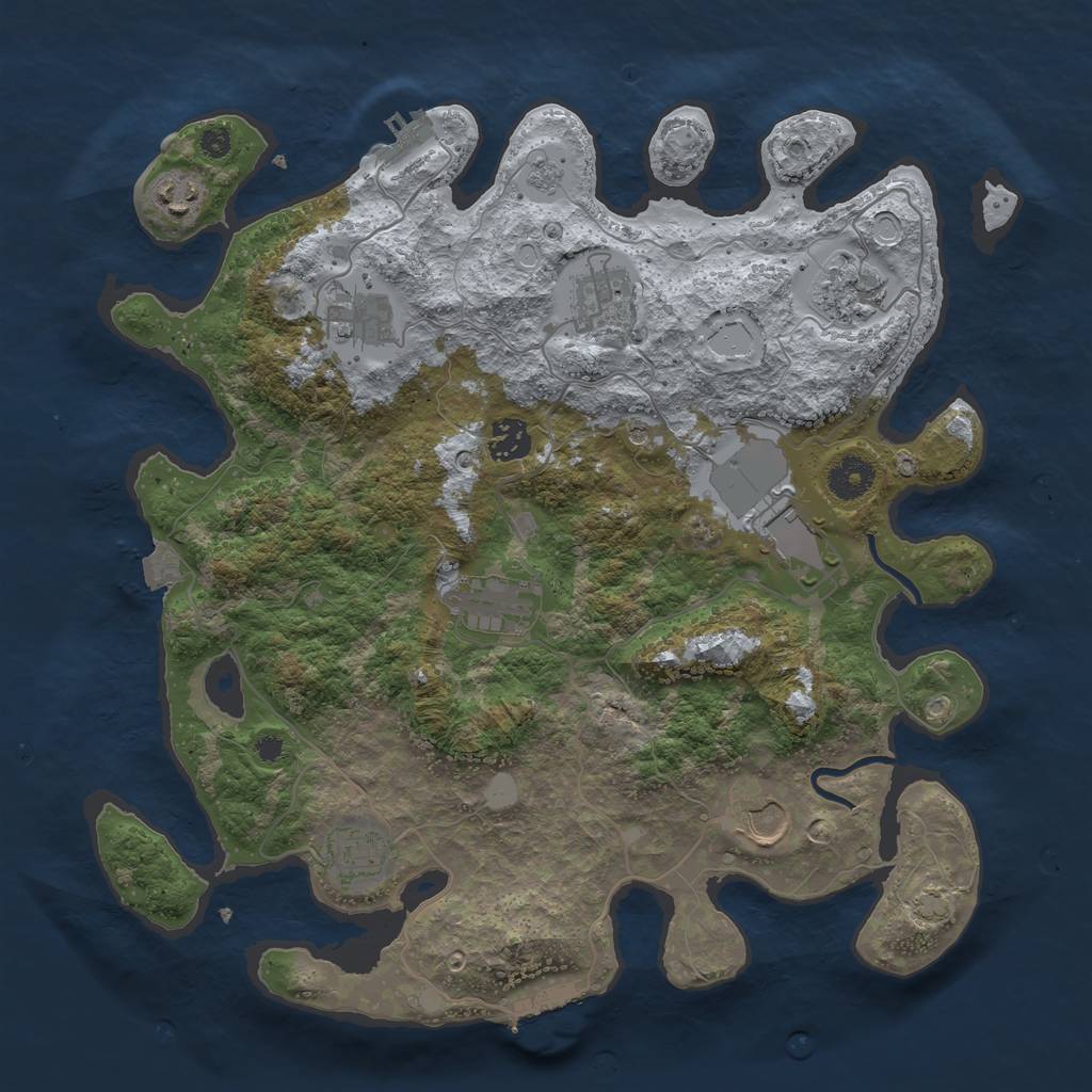 Rust Map: Procedural Map, Size: 3700, Seed: 16052024, 17 Monuments