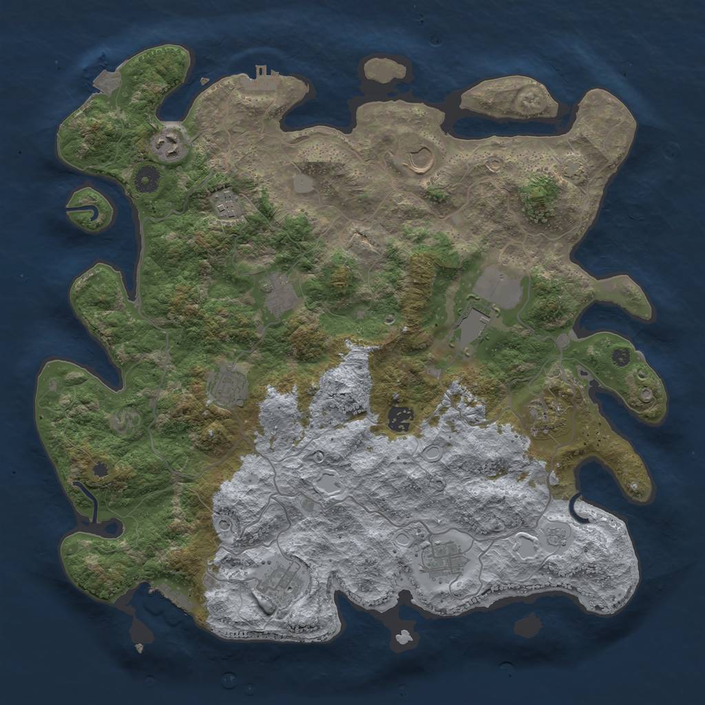 Rust Map: Procedural Map, Size: 4000, Seed: 1070063046, 18 Monuments