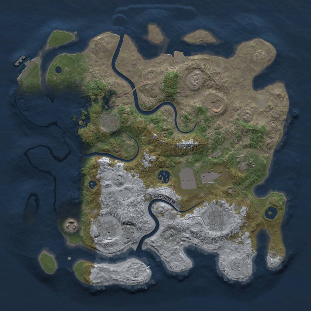 Rust Map: Procedural Map, Size: 3750, Seed: 131199192, 14 Monuments