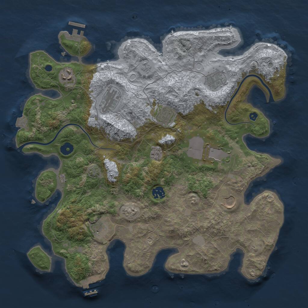 Rust Map: Procedural Map, Size: 3677, Seed: 1, 15 Monuments