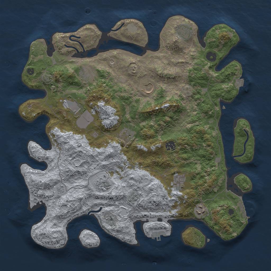 Rust Map: Procedural Map, Size: 4000, Seed: 1982485, 18 Monuments