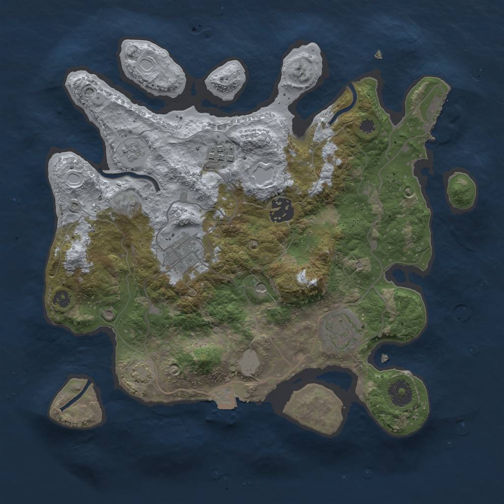 Rust Map: Procedural Map, Size: 3000, Seed: 1827021960, 11 Monuments