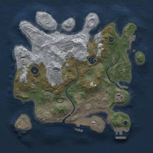 Thumbnail Rust Map: Procedural Map, Size: 3000, Seed: 1827021960, 9 Monuments