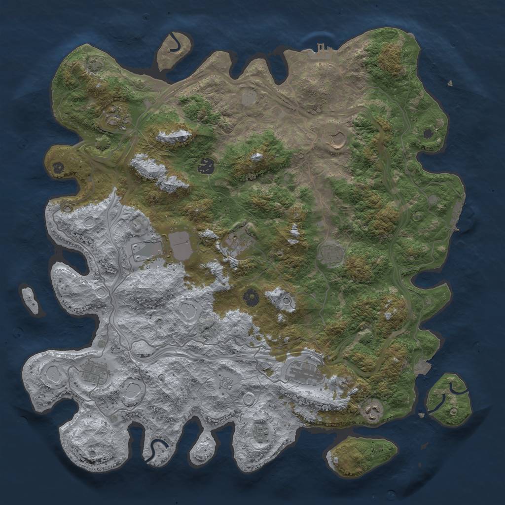 Rust Map: Procedural Map, Size: 4500, Seed: 1999215883, 18 Monuments