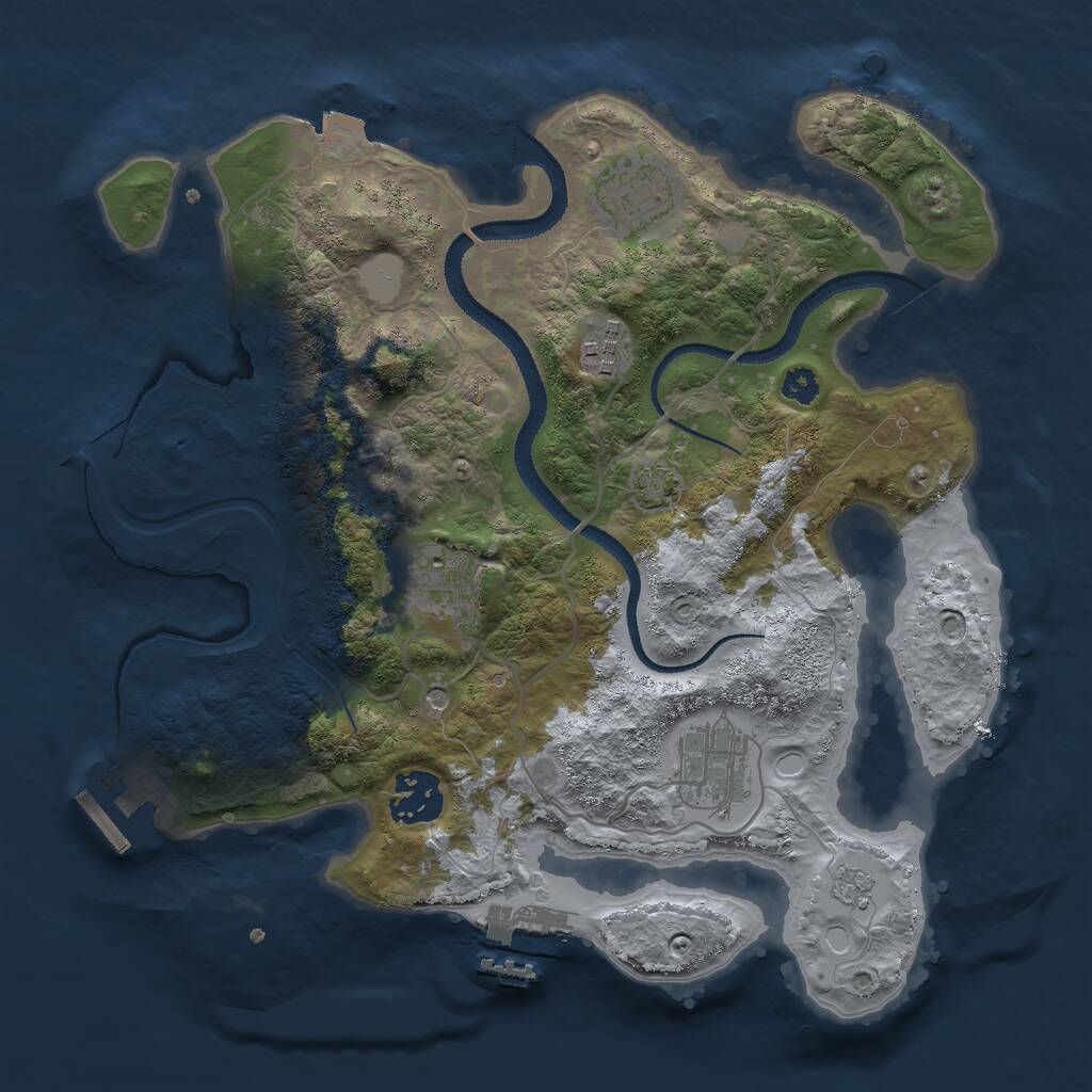 Rust Map: Procedural Map, Size: 3000, Seed: 67152, 11 Monuments