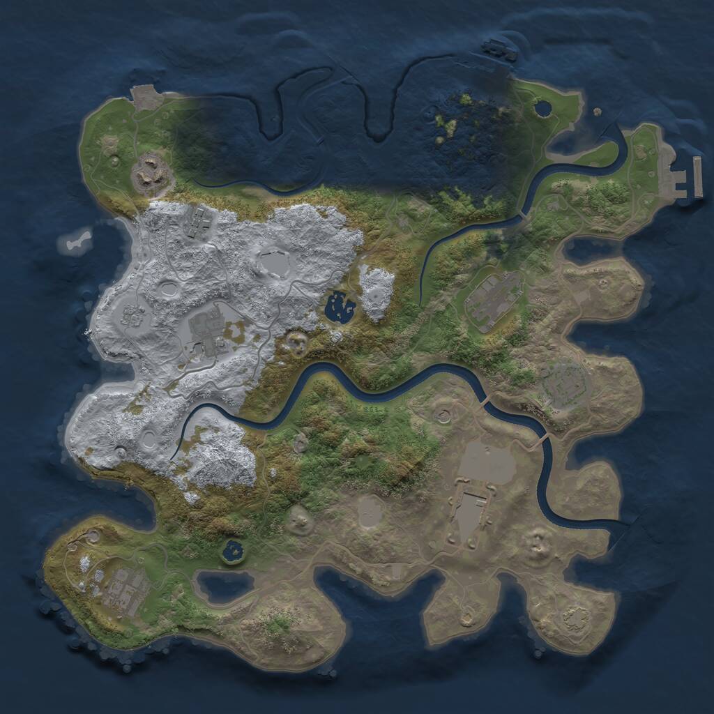 Rust Map: Procedural Map, Size: 3500, Seed: 990288, 14 Monuments