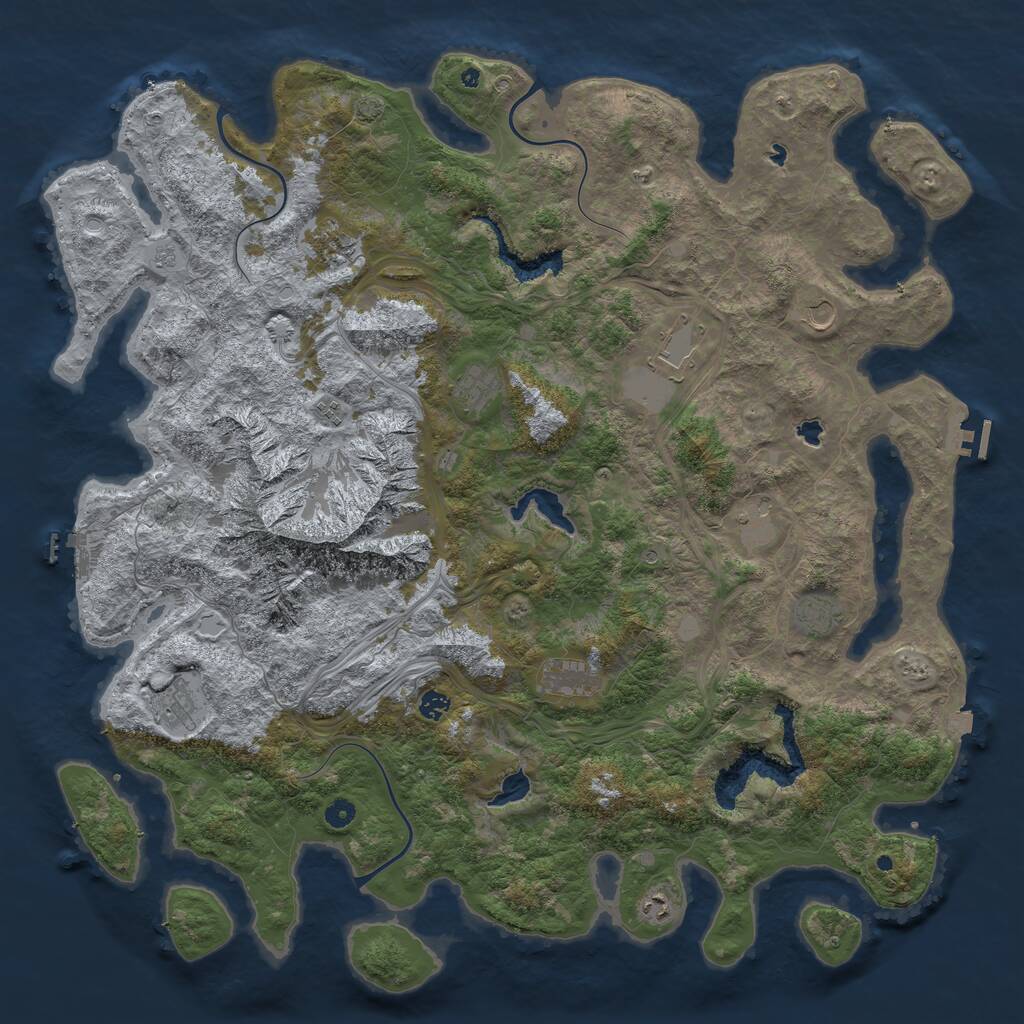 Rust Map: Procedural Map, Size: 5250, Seed: 48568526, 17 Monuments