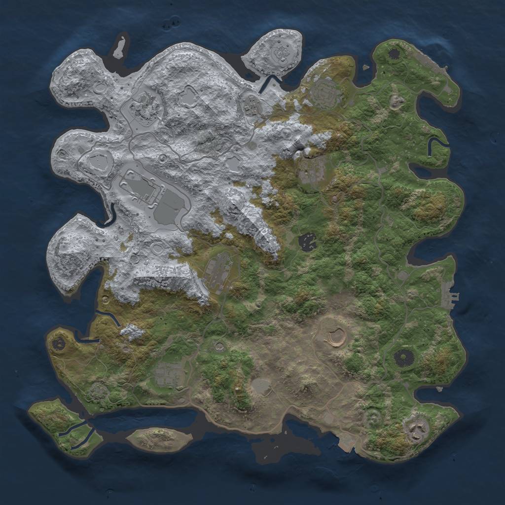 Rust Map: Procedural Map, Size: 4000, Seed: 32195086, 18 Monuments