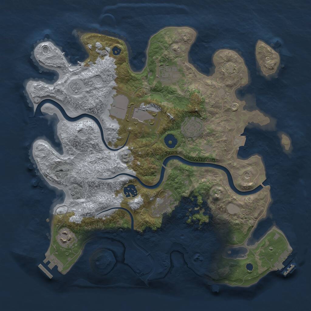 Rust Map: Procedural Map, Size: 3500, Seed: 608005847, 13 Monuments