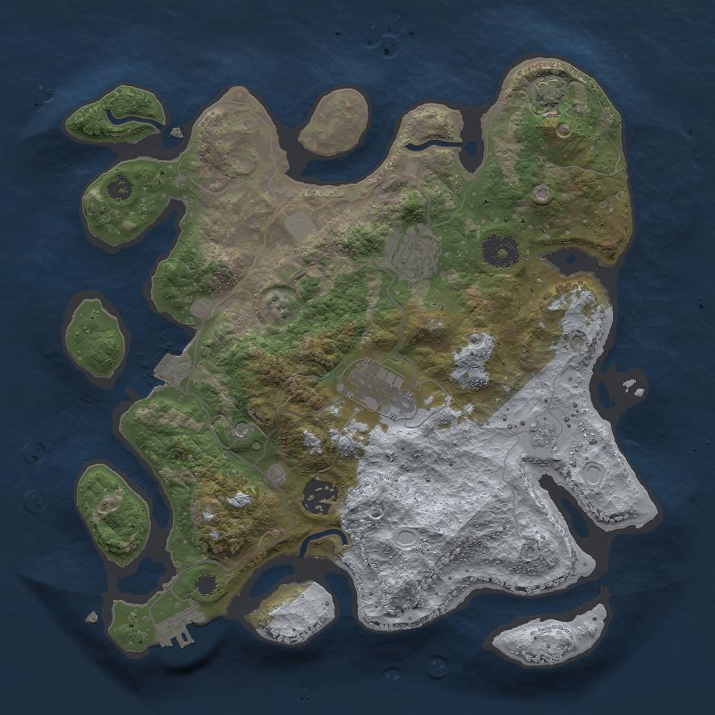 Rust Map: Procedural Map, Size: 3000, Seed: 26663, 10 Monuments