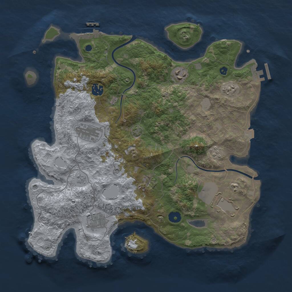 Rust Map: Procedural Map, Size: 3600, Seed: 51624, 13 Monuments