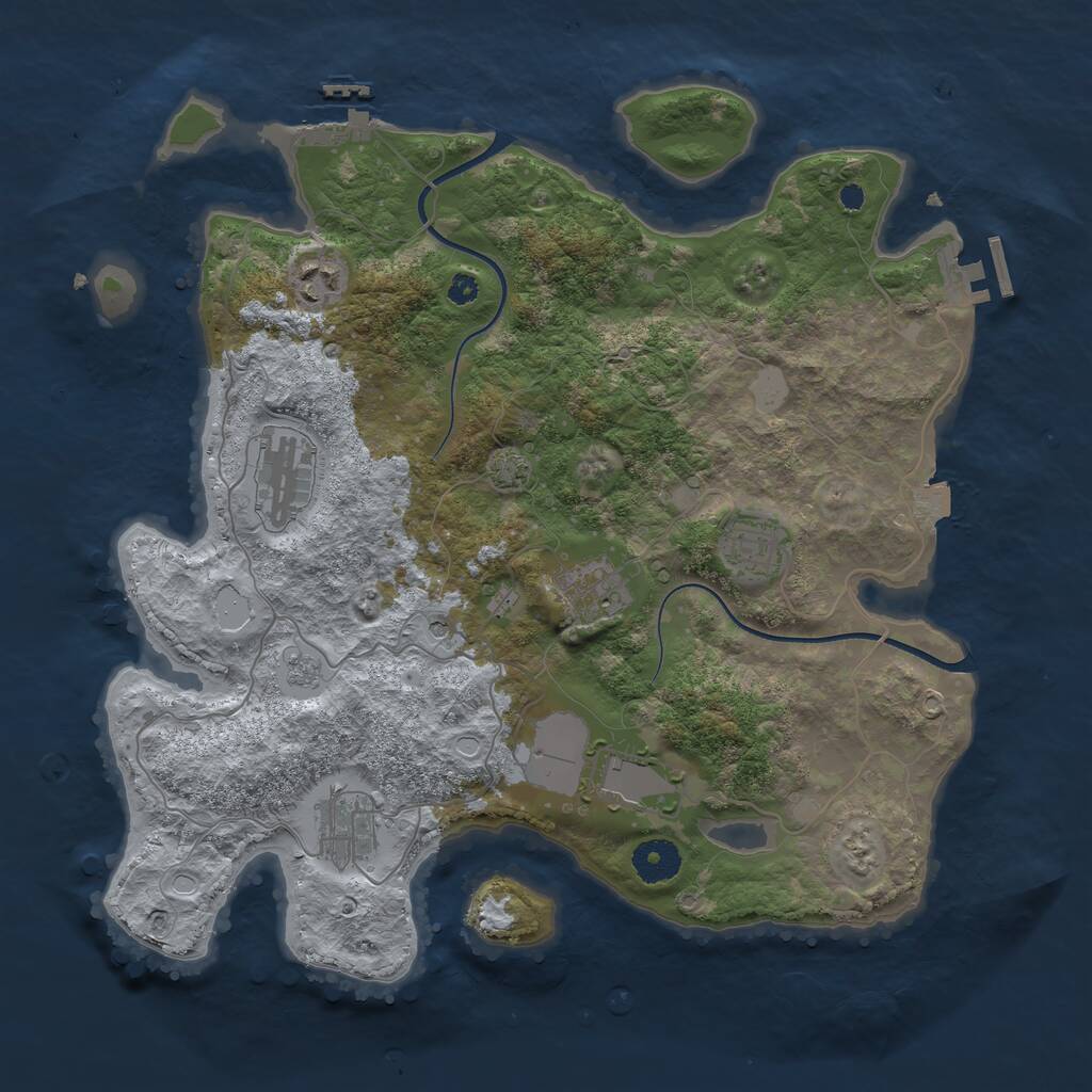 Rust Map: Procedural Map, Size: 3600, Seed: 51624, 12 Monuments