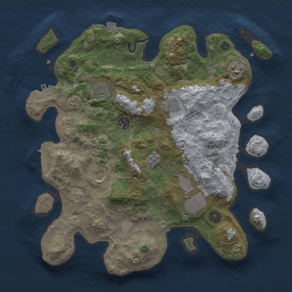 Rust Map: Procedural Map, Size: 3500, Seed: 910803129, 15 Monuments