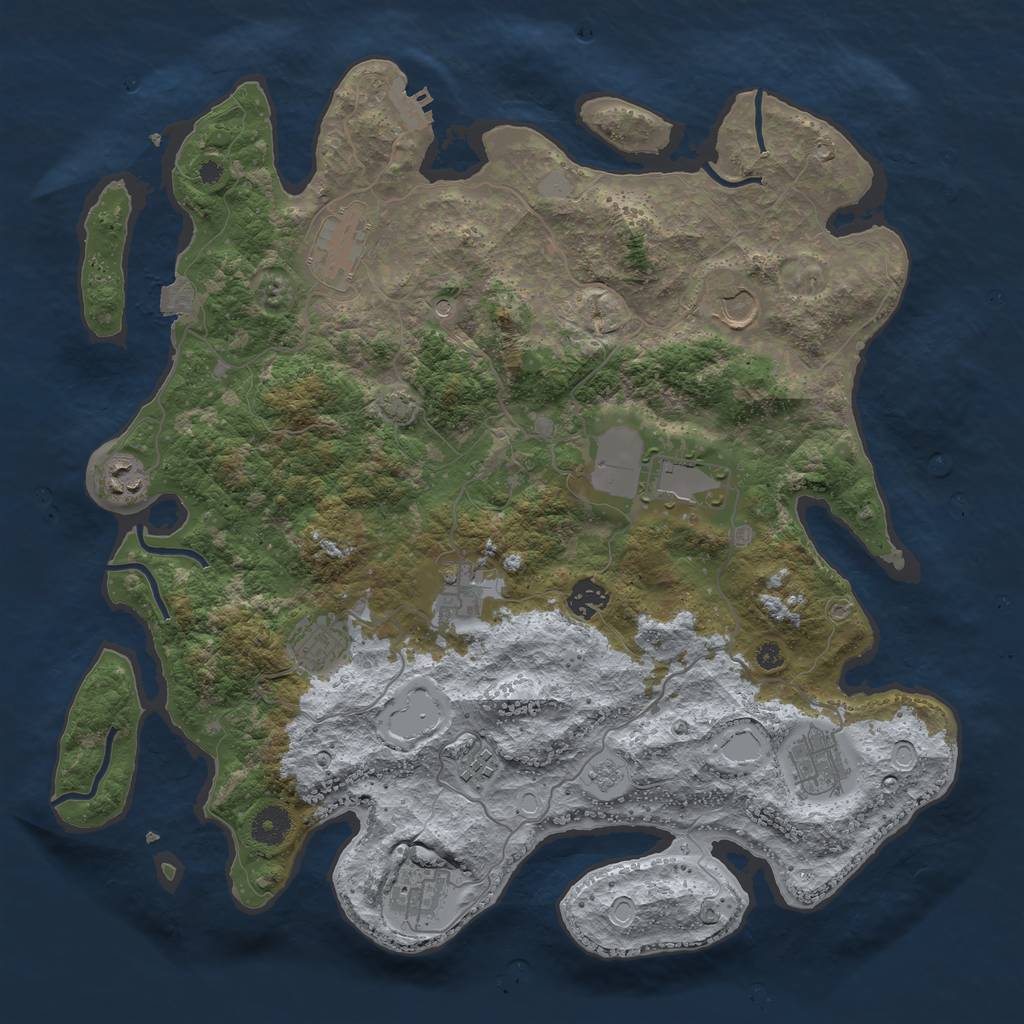 Rust Map: Procedural Map, Size: 3950, Seed: 528, 17 Monuments