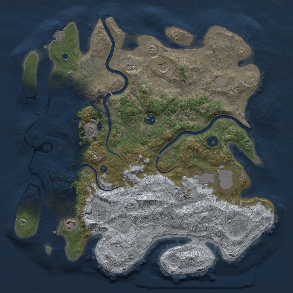 Rust Map: Procedural Map, Size: 3950, Seed: 528, 13 Monuments