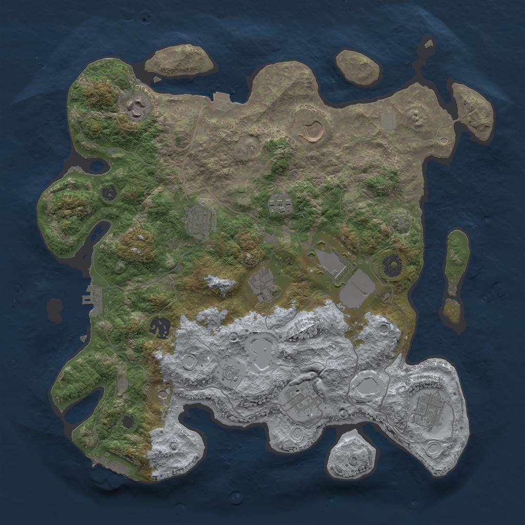 Rust Map: Procedural Map, Size: 3650, Seed: 635671261, 17 Monuments