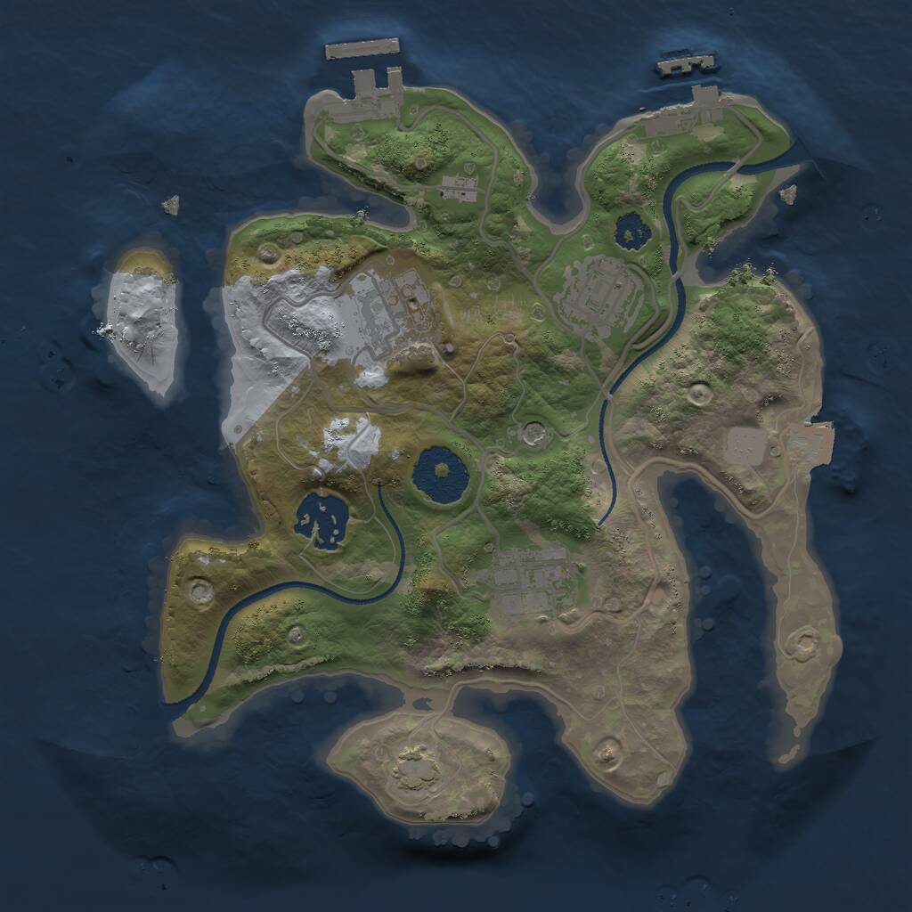 Rust Map: Procedural Map, Size: 2500, Seed: 1893117532, 9 Monuments