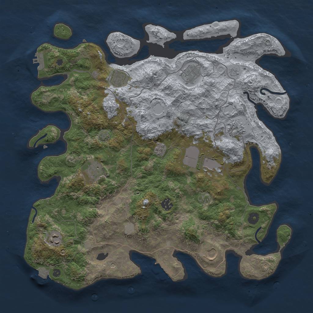 Rust Map: Procedural Map, Size: 4000, Seed: 1801449256, 17 Monuments