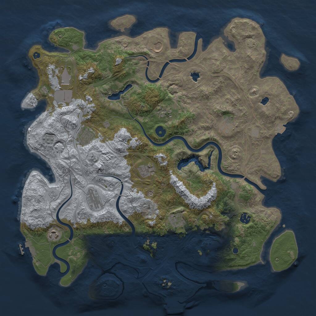 Rust Map: Procedural Map, Size: 4500, Seed: 1878512350, 17 Monuments