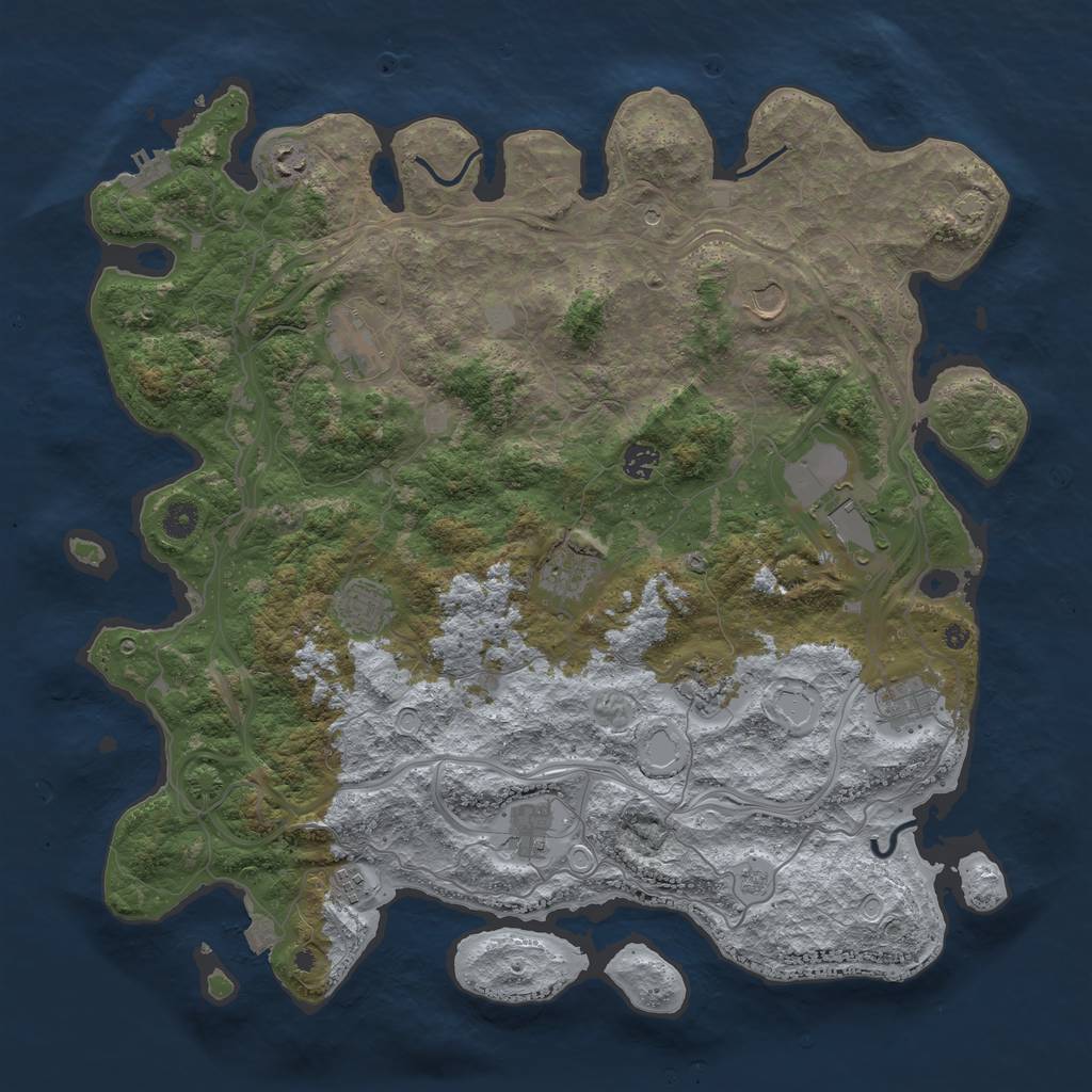 Rust Map: Procedural Map, Size: 4500, Seed: 992216839, 18 Monuments