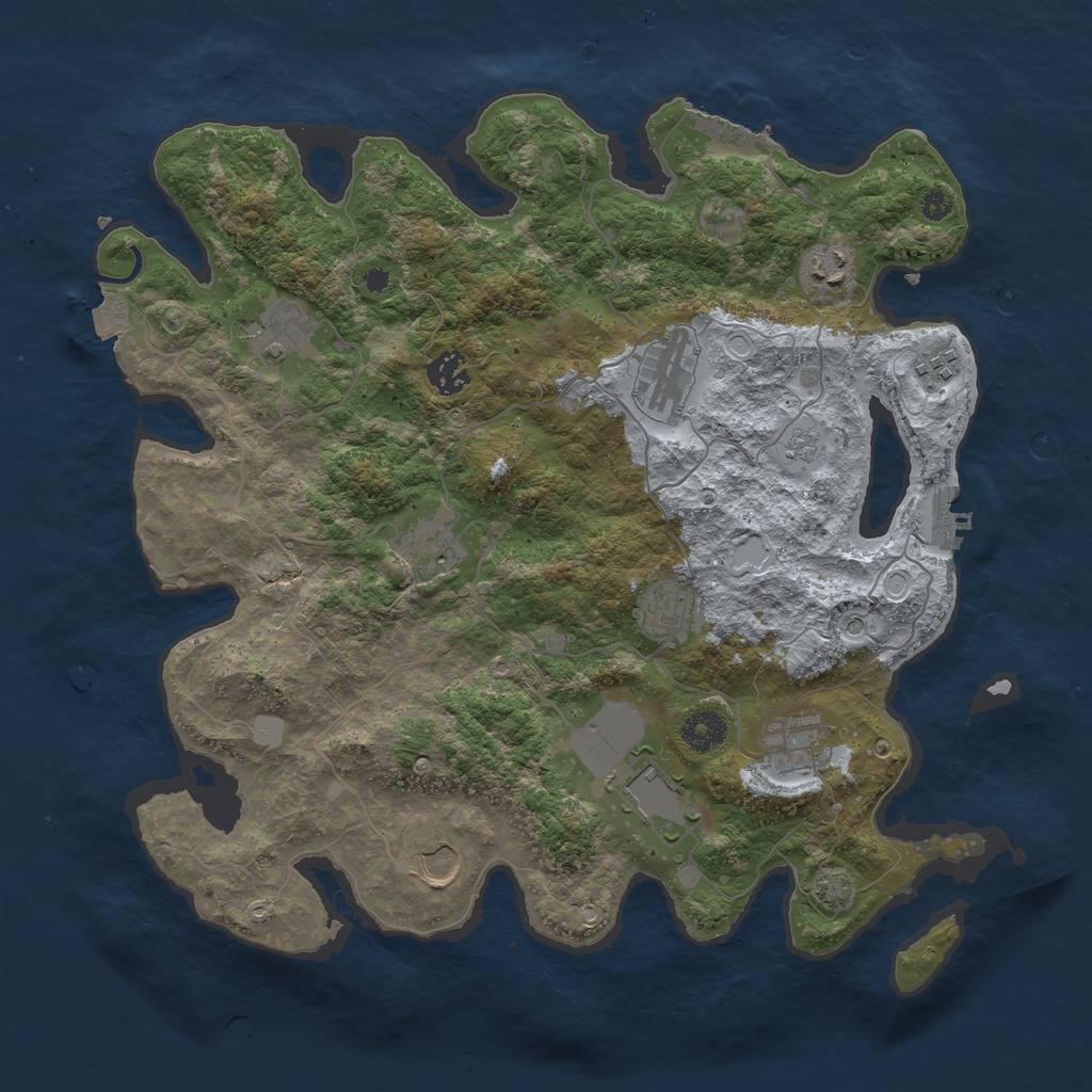 Rust Map: Procedural Map, Size: 3800, Seed: 483313699, 18 Monuments
