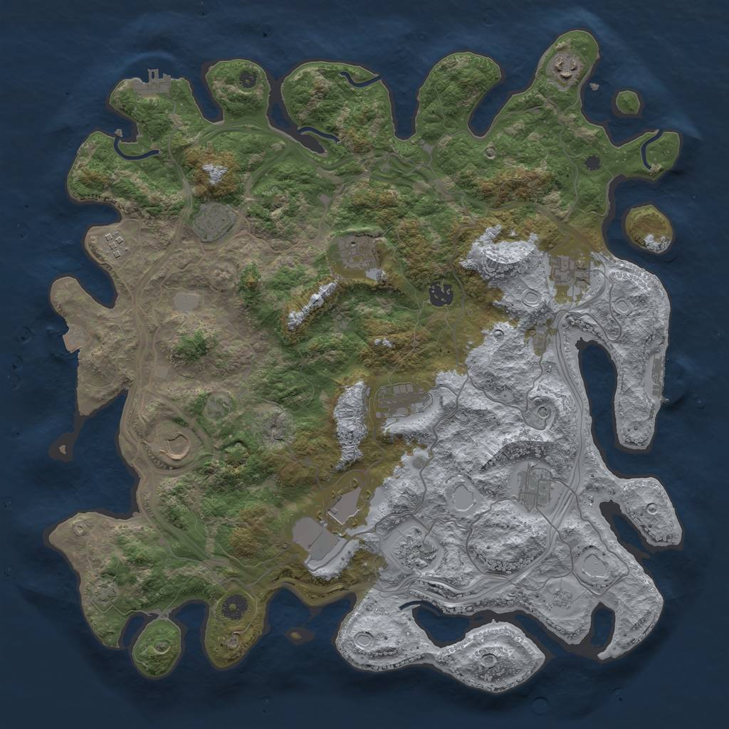Rust Map: Procedural Map, Size: 4300, Seed: 57106027, 19 Monuments
