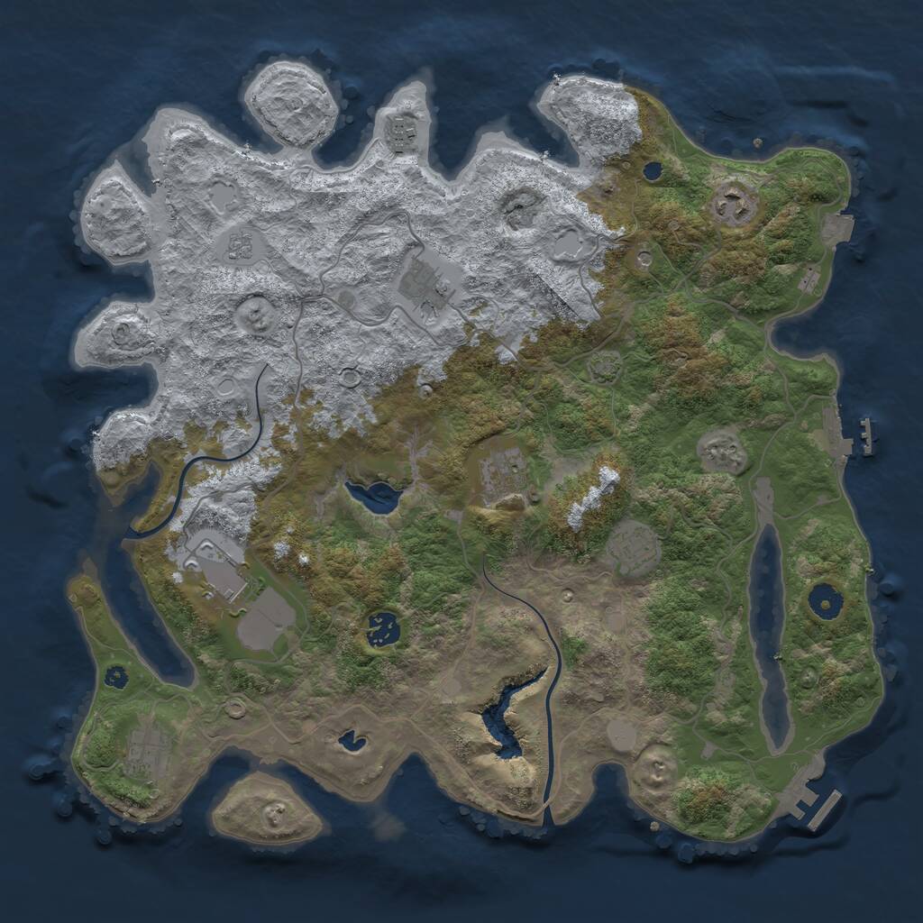 Rust Map: Procedural Map, Size: 4000, Seed: 54678, 14 Monuments