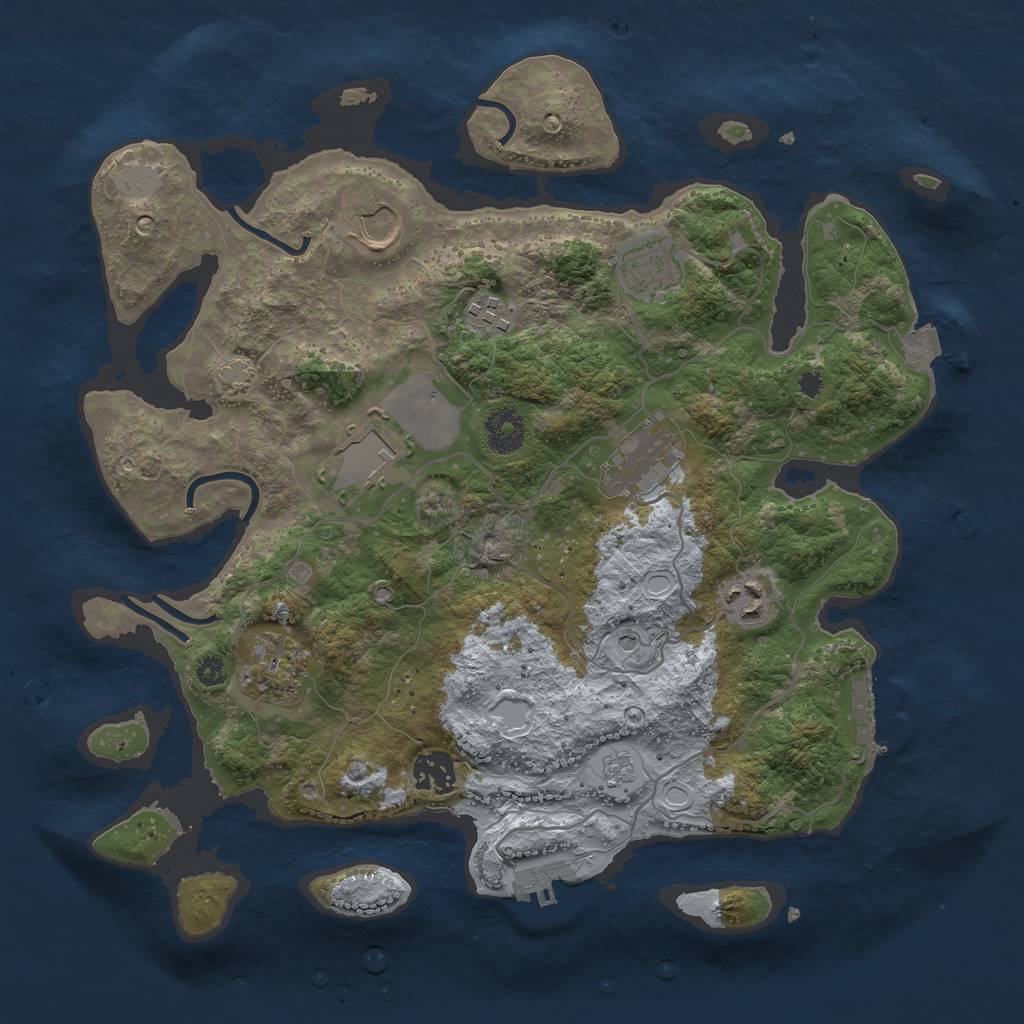 Rust Map: Procedural Map, Size: 3500, Seed: 510070822, 16 Monuments