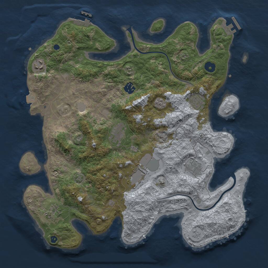 Rust Map: Procedural Map, Size: 3750, Seed: 758230, 14 Monuments