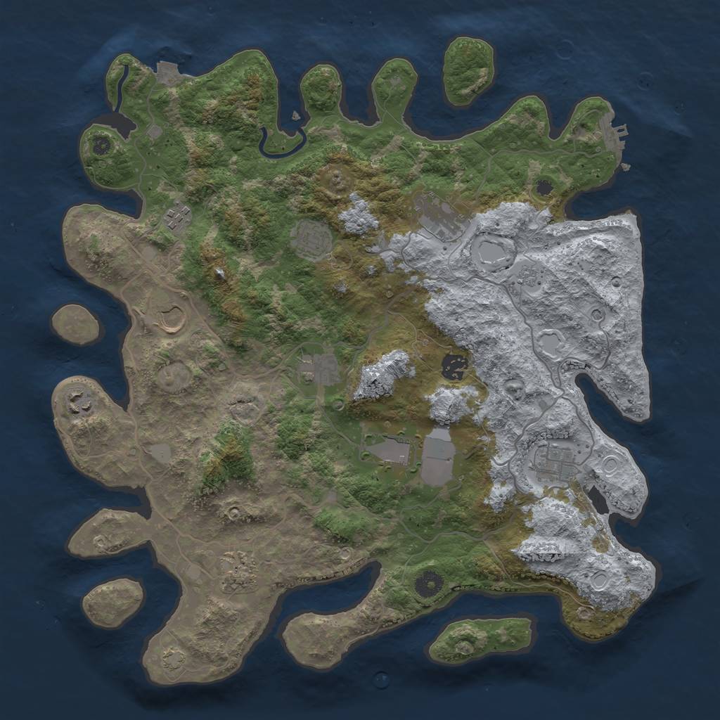 Rust Map: Procedural Map, Size: 4000, Seed: 1045189947, 17 Monuments