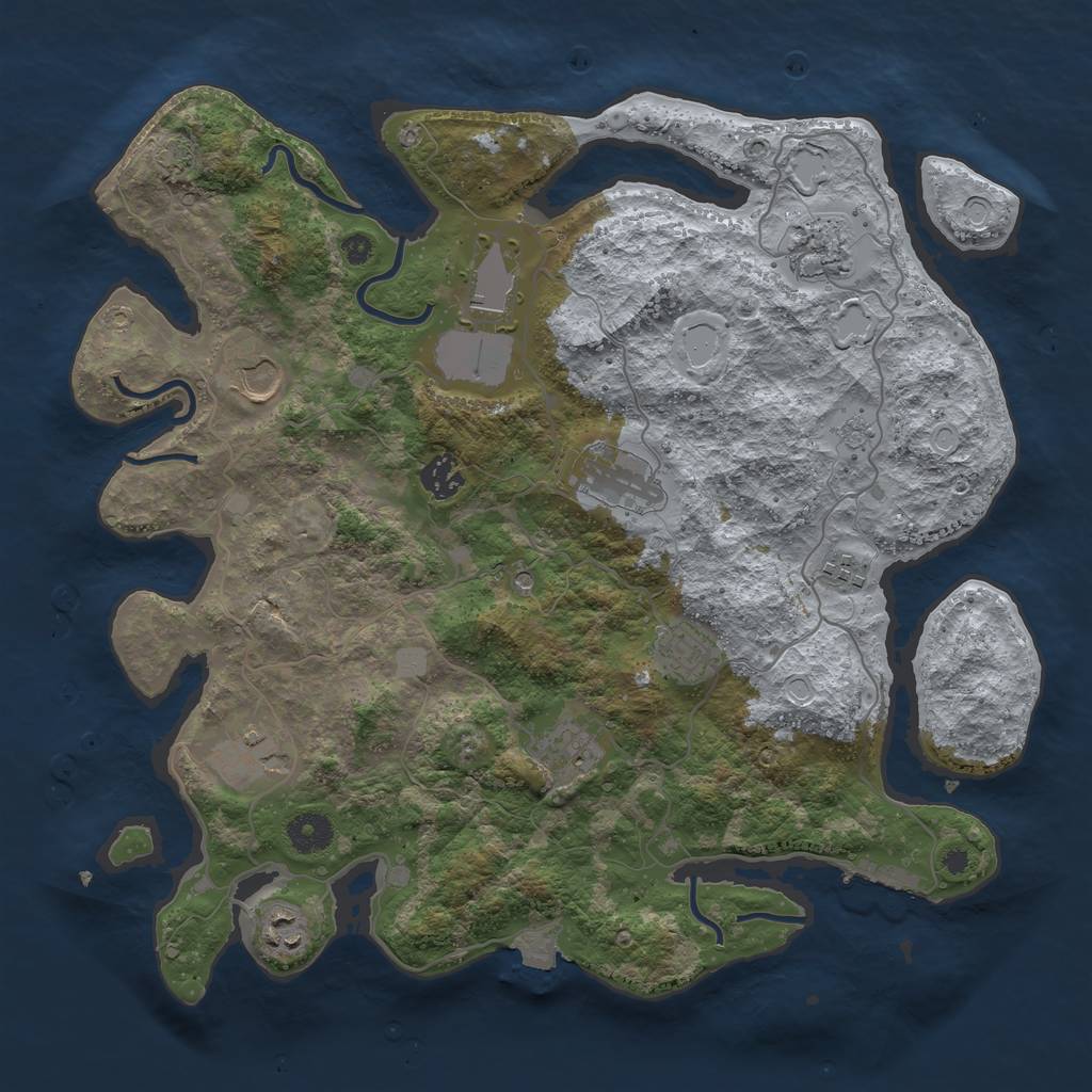 Rust Map: Procedural Map, Size: 3800, Seed: 1783785609, 17 Monuments