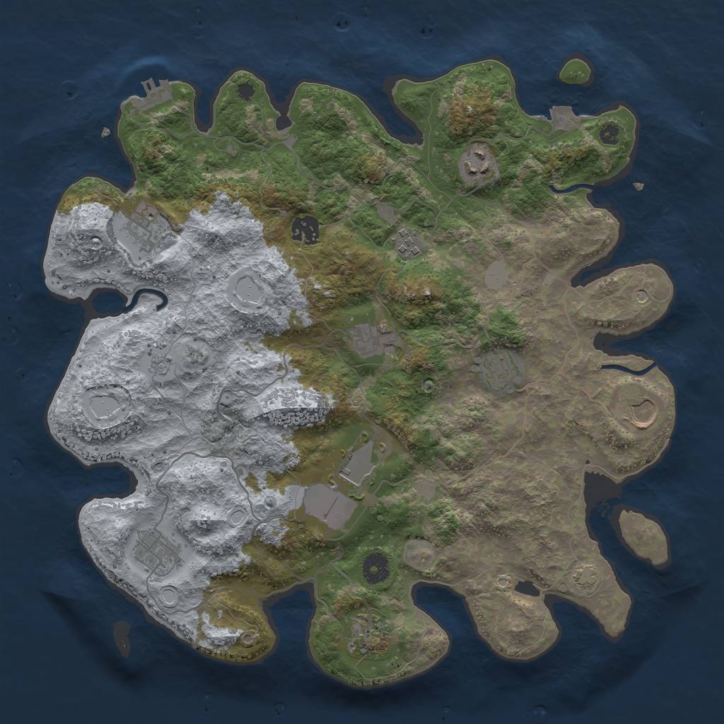 Rust Map: Procedural Map, Size: 3750, Seed: 231544, 17 Monuments