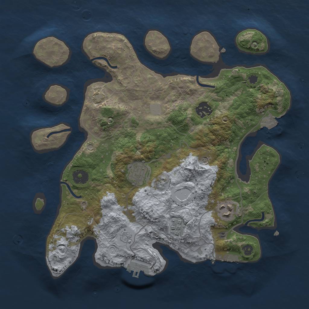 Rust Map: Procedural Map, Size: 3000, Seed: 2111284983, 12 Monuments