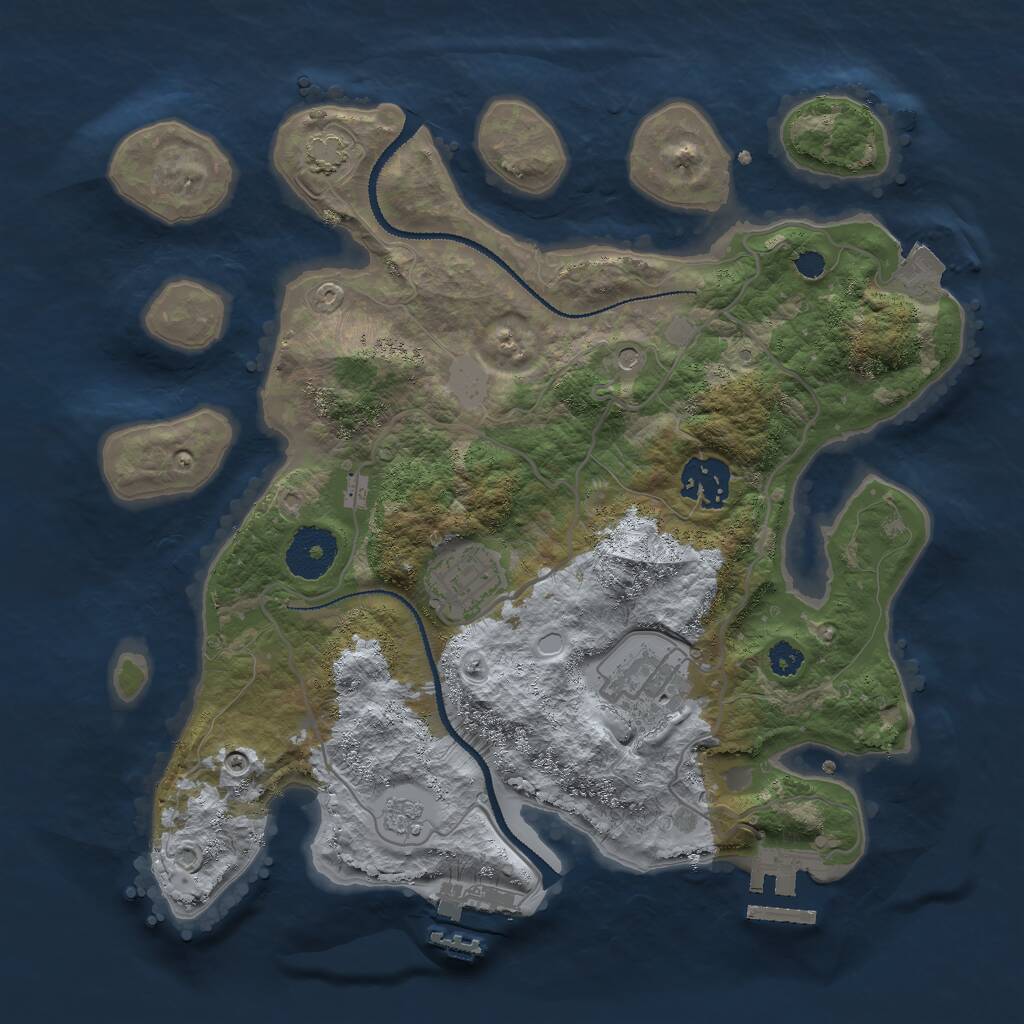Rust Map: Procedural Map, Size: 3000, Seed: 2111284983, 9 Monuments