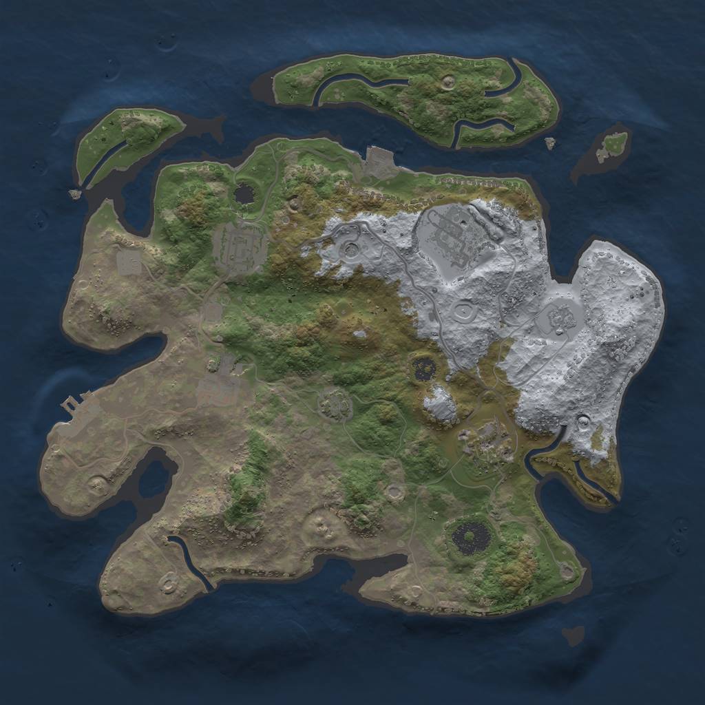 Rust Map: Procedural Map, Size: 3000, Seed: 657265450, 11 Monuments